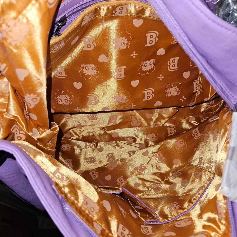 Betty Boop Purple Purse Rhinestone Embellished Shoulder Bag - Picture 4 of 5